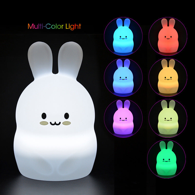 Cartoon Rabbit LED Night Light - Touch Sensor, 9 Colours