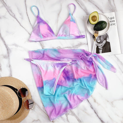 Women's Triangle Micro Bikini Set | Fluorescent Tie Dye