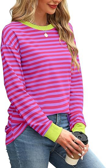 Women's Striped Colour Block Pullover Sweatshirt | S-2XL | 9 Colours