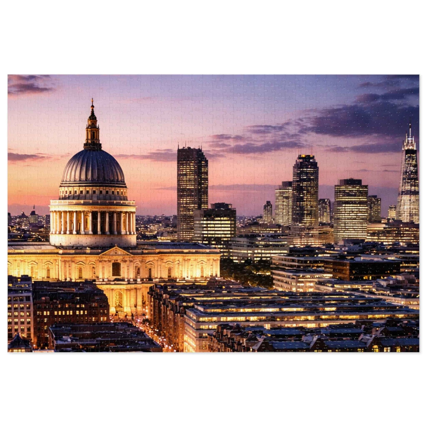 London Skyline Jigsaw Puzzle with Tin – Sunset Cityscape Gift