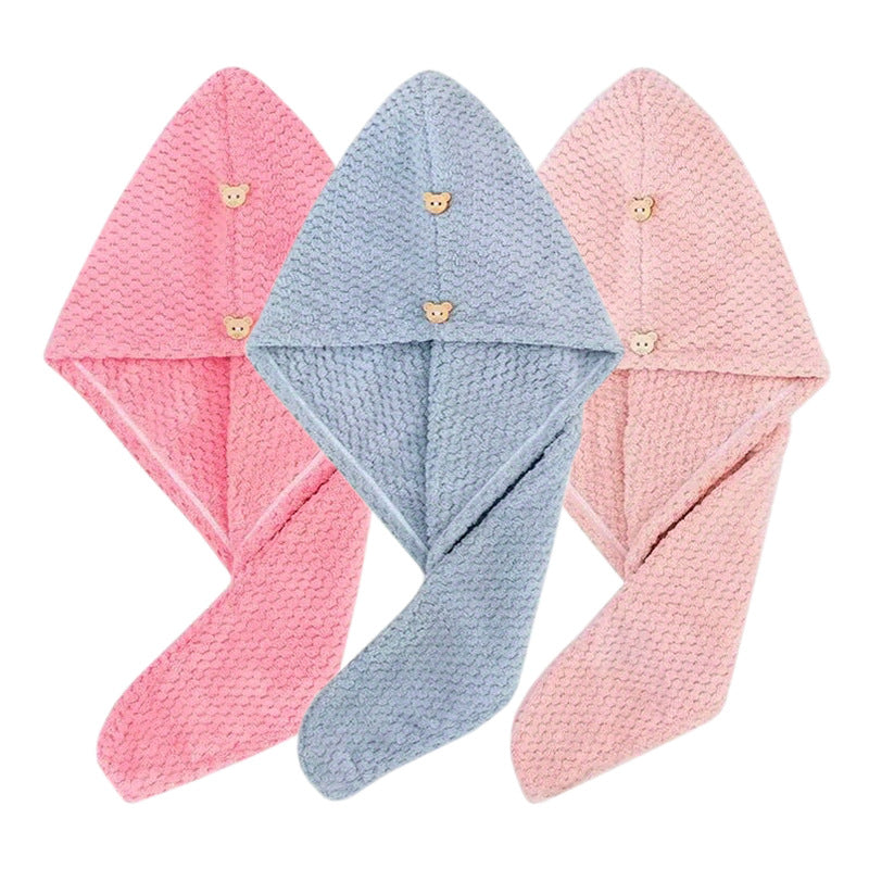 Microfibre Hair Drying Towel Cap 3-Pack | Fast-Absorbing