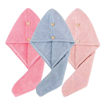 Microfibre Hair Drying Towel Cap 3-Pack | Fast-Absorbing