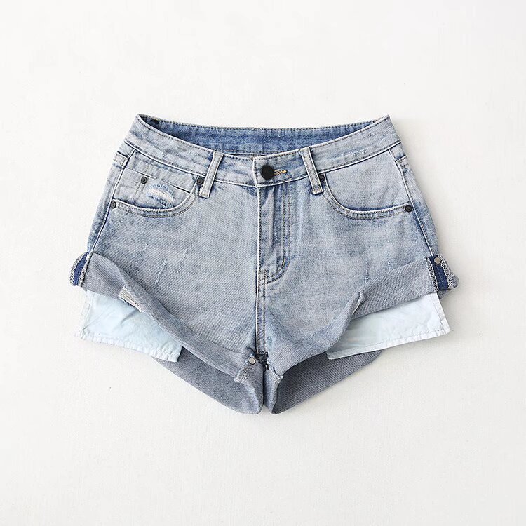 Low Waist One Button Casual Denim Shorts