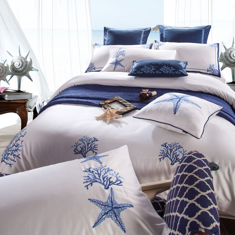 Nordic Embroidered Cotton Bedding Set – 4-Piece White Duvet Cover