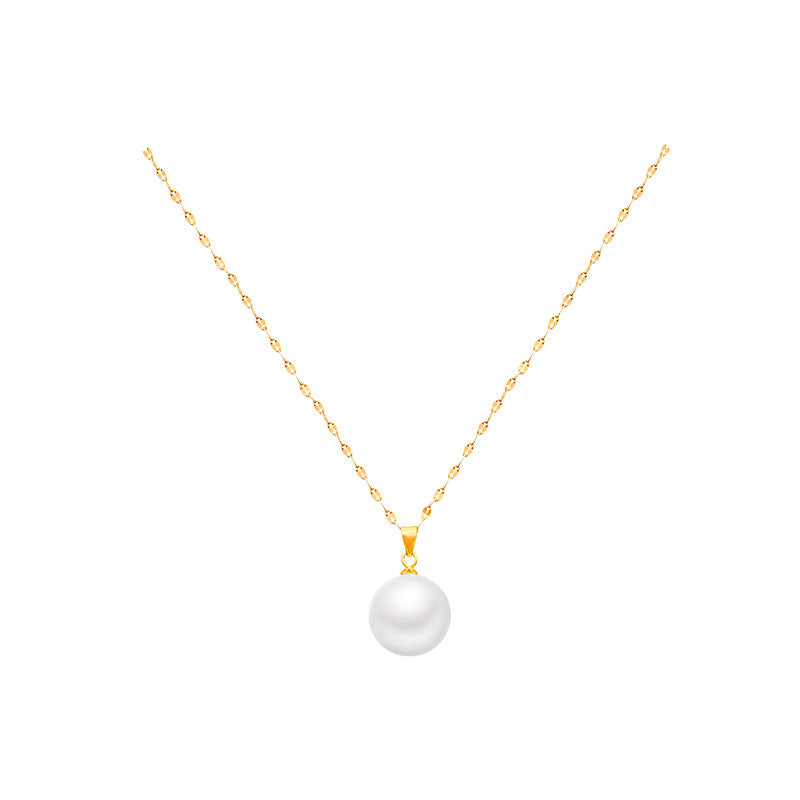 Pearl Clavicle Chain Necklace | Real Gold Plated Minimalist Pearl Necklace for Women