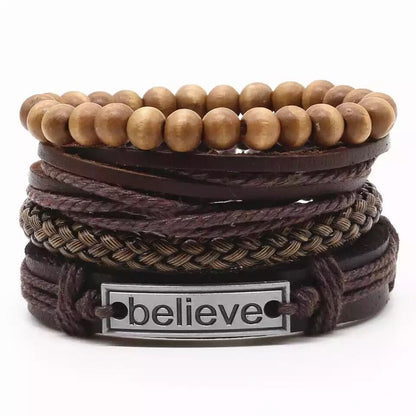 Men's Vintage Leather Bracelet – Woven & Knitted Styles, 30 Designs