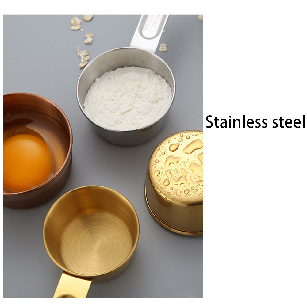 Stainless Steel Measuring Cups & Spoons Set 8 Piece | Gold, Rose Gold & Silver