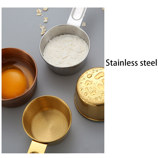 Stainless Steel Measuring Cups & Spoons Set 8 Piece | Gold, Rose Gold & Silver