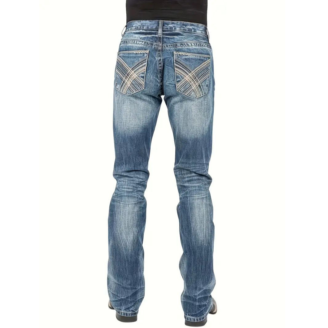 Men's Street-Style Straight-Leg Denim Jeans – Classic Blue, S–2XL
