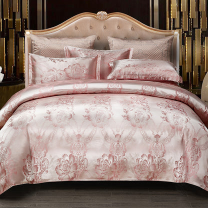Jacquard Satin Floral Bedding Set – Polyester-Cotton, 9 Colours