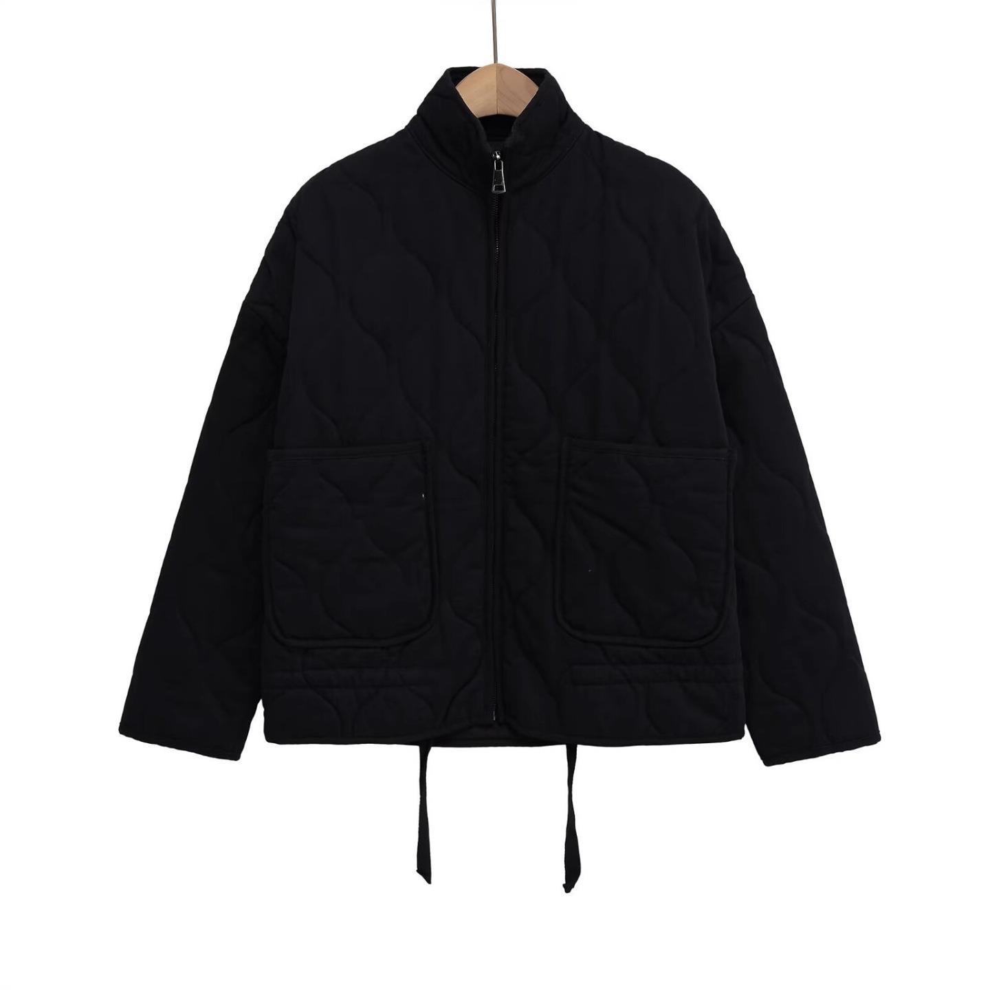 Women's Lace-Up Padded Coat with Pockets - 5 Colours