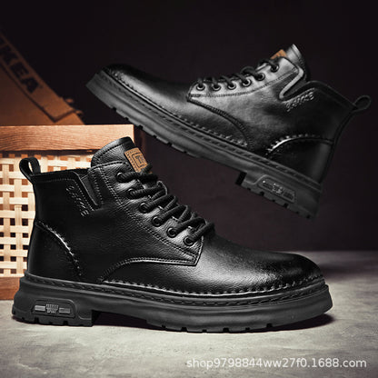 Men's Martin Boots | Chunky Sole Mid-Calf Lace-Up