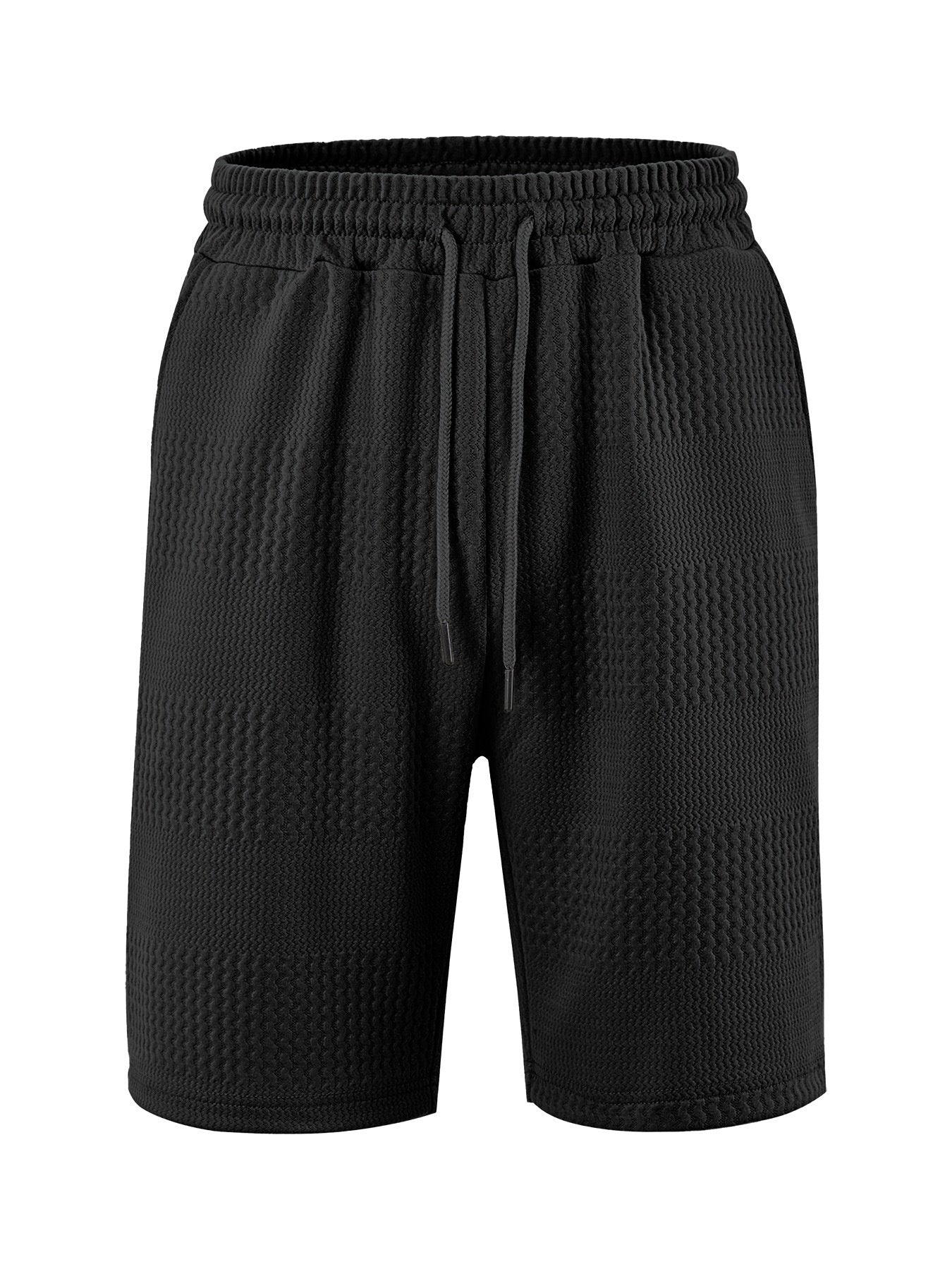 Men's Jacquard Stripe Casual Shorts | Polyester Loose Fit S-3XL