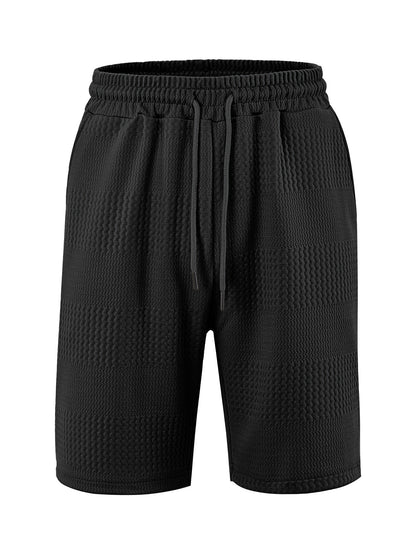 Men's Jacquard Stripe Casual Shorts | Polyester Loose Fit S-3XL