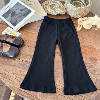 Girls' High-Waist Knitted Flared Trousers