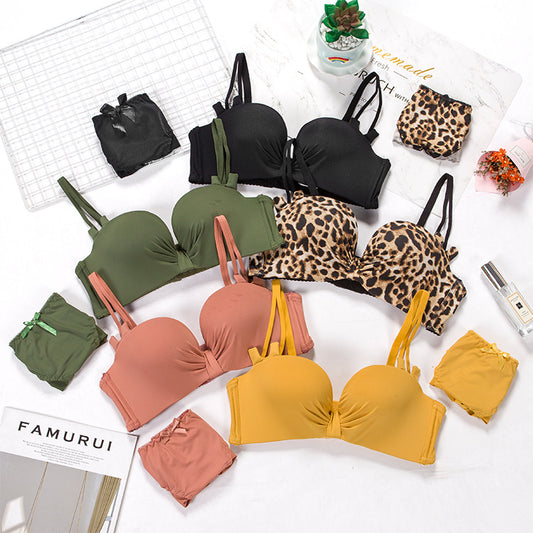 Women's Modal Gathered Bra Set | 1/2 Cup Removable Strap