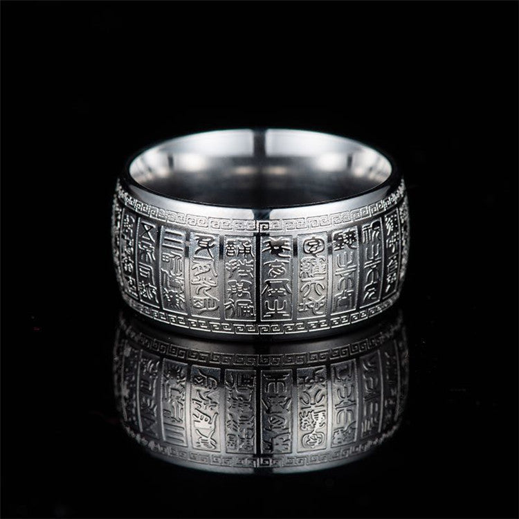Men's Stainless Steel Taoist Taiyi Ring – Golden Light Geometric Thumb Band