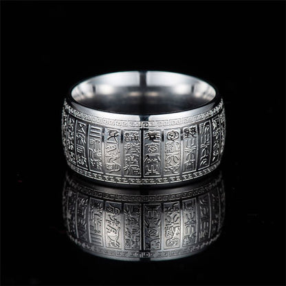 Men's Stainless Steel Taoist Taiyi Ring – Golden Light Geometric Thumb Band
