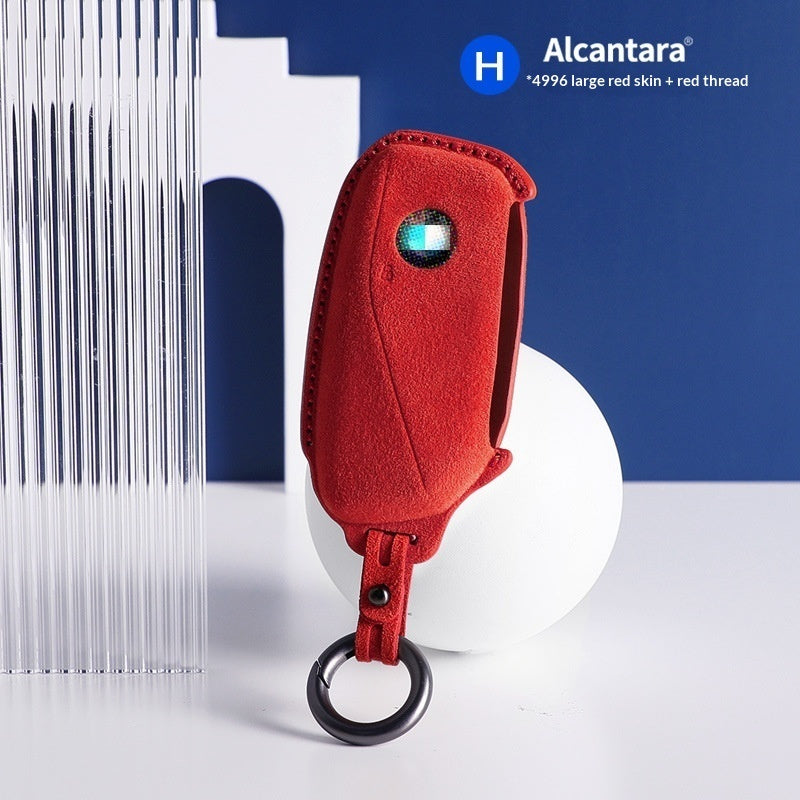 Suede Car Key Case with Keyring | BMW X5 X3 Key Cover