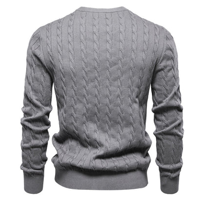 Men's Deer Embroidered Cotton Pullover Sweater | Autumn Casual Knitwear