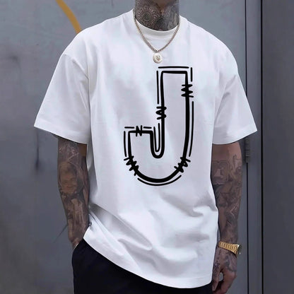 Men's Printed Crew-Neck T-Shirt - Short Sleeve Cotton Graphic Tee 5 Styles