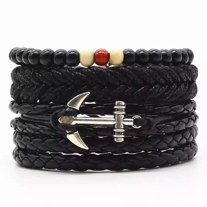 Men's Vintage Leather Bracelet – Woven & Knitted Styles, 30 Designs