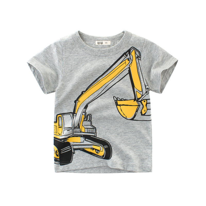 Children's Cartoon Print Cotton T-Shirt | Short Sleeve Summer Tee