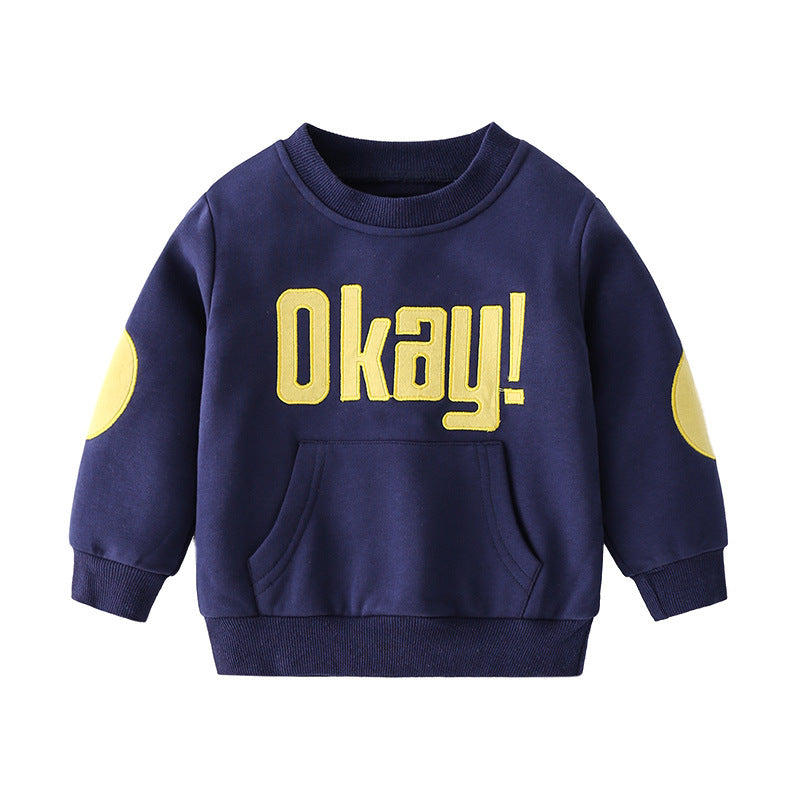 Boys' Letter Print Pullover Sweatshirt | Kids Cotton Sweatshirt