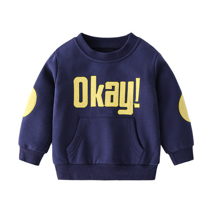 Boys' Letter Print Pullover Sweatshirt | Kids Cotton Sweatshirt