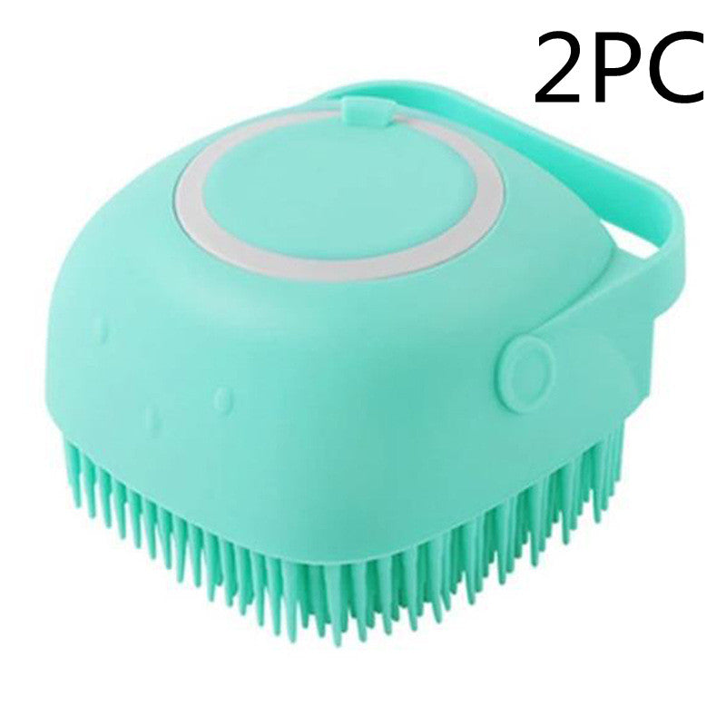 Silicone Pet Bath Massage Brush with Shampoo Dispenser | Dogs & Cats | JParker