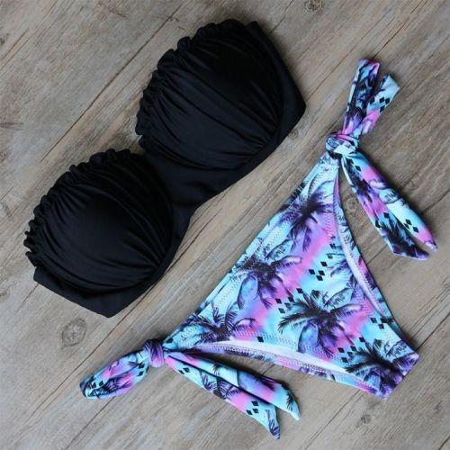 Women's Sexy Bikini Set | Black & Purple Two-Piece Swimwear