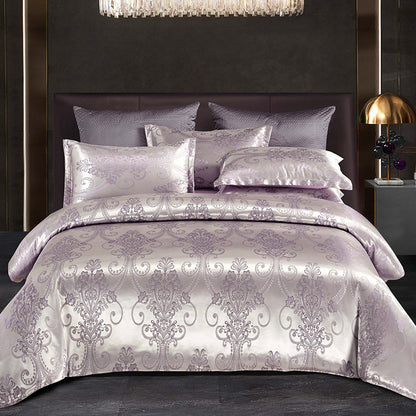 Jacquard Satin Floral Bedding Set – Polyester-Cotton, 9 Colours
