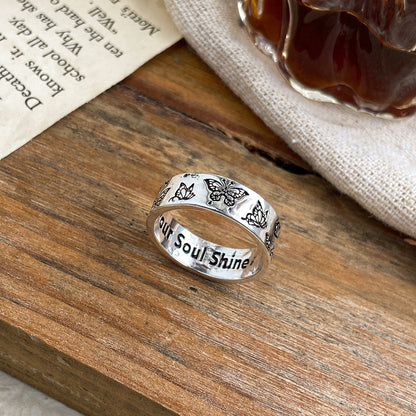 Unisex Alloy Vintage Carved Butterfly Ring – Personality Statement Band