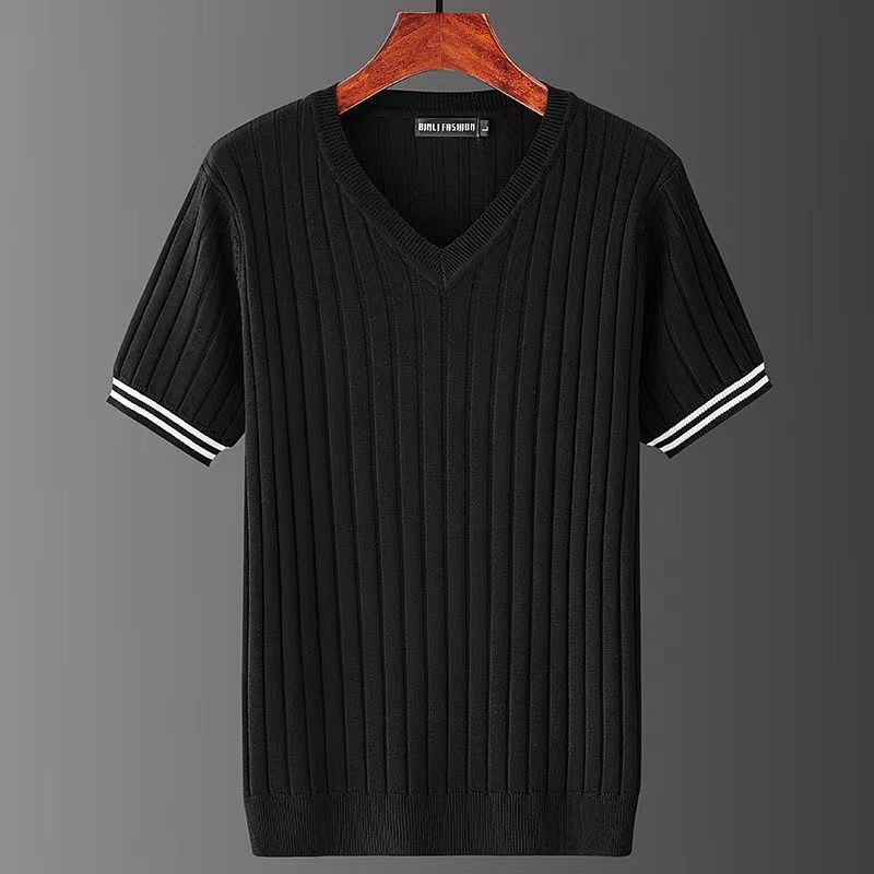 Men's Long Sleeve Basic Top – V-Neck & Crew Neck in White & Black