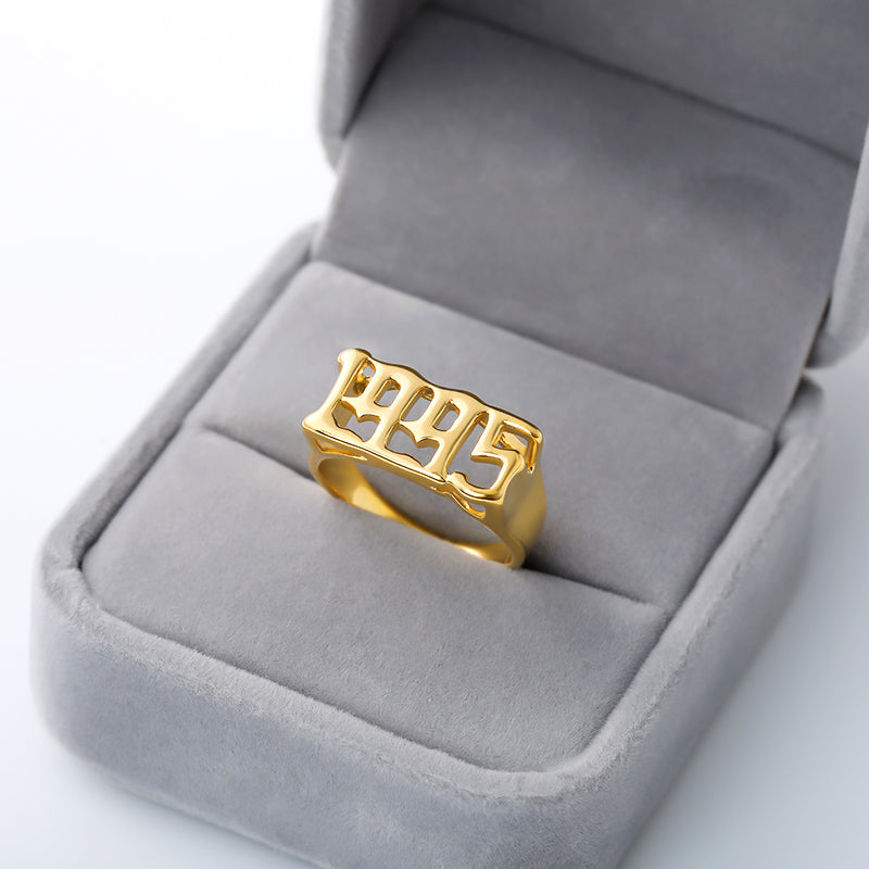 Unisex Birth Year Date Ring – Stainless Steel, Gold, Platinum & Rose Gold