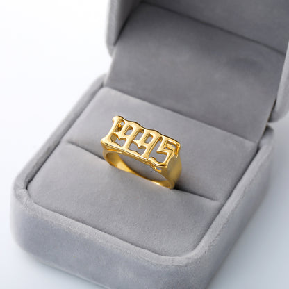 Unisex Birth Year Date Ring – Stainless Steel, Gold, Platinum & Rose Gold