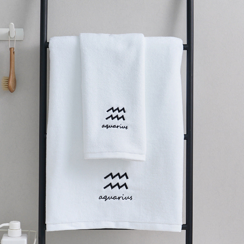 Zodiac Constellation Embroidered Cotton Towel