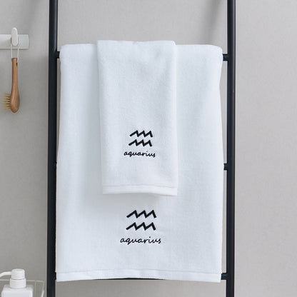 Zodiac Constellation Embroidered Cotton Towel