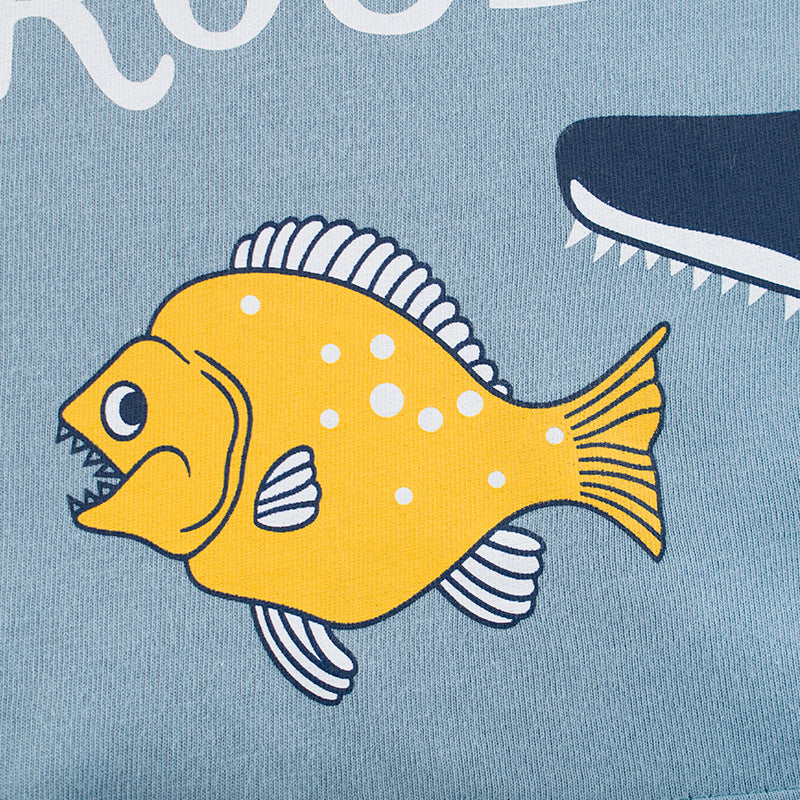 Children's Short Sleeve Cartoon Print T-Shirt Blue | Ages 2-9