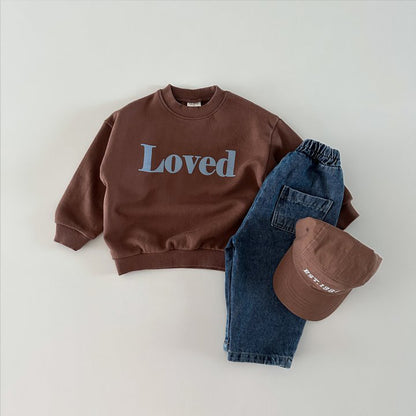 Children's Cotton Letter Sweatshirt | Crew Neck Kids Top