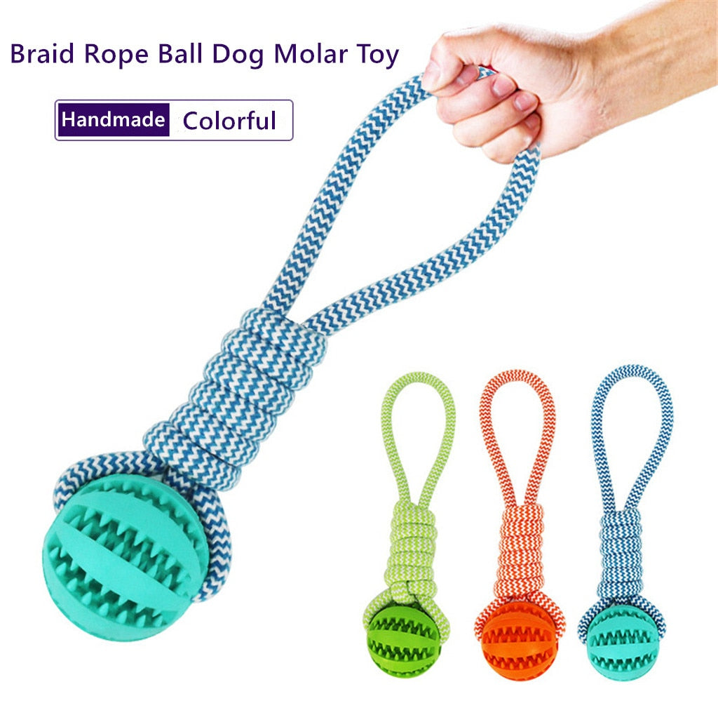 Dog Chew Toy Rubber Twist Ball & Rope – Bite-Resistant Teeth Cleaner