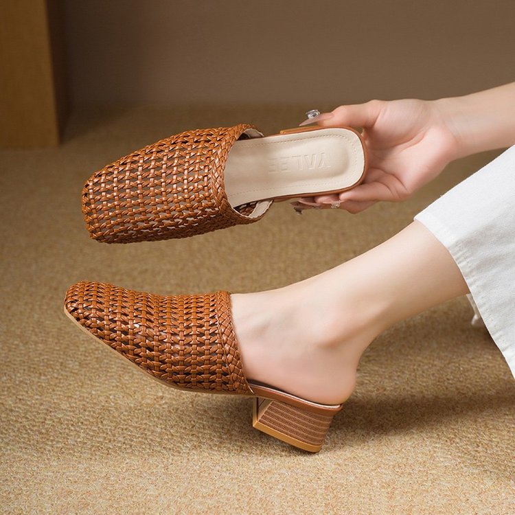 Women's Woven Upper Flat Sandals – Square Toe Casual | EU 35–40