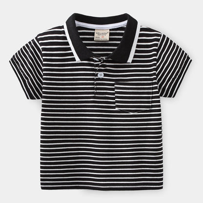 Boys' Striped Cotton Polo Shirt | Moisture-Wicking Summer Top