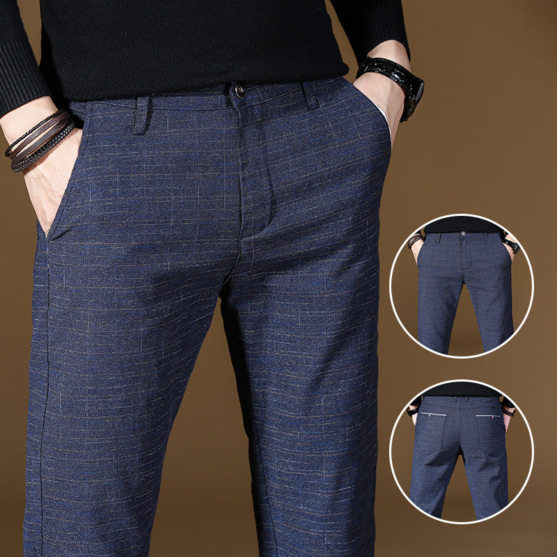 Men's Casual Trousers – Straight Leg Pants in Grey, Blue & Black