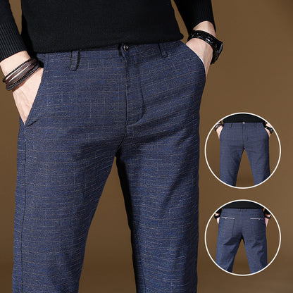 Men's Casual Trousers – Straight Leg Pants in Grey, Blue & Black