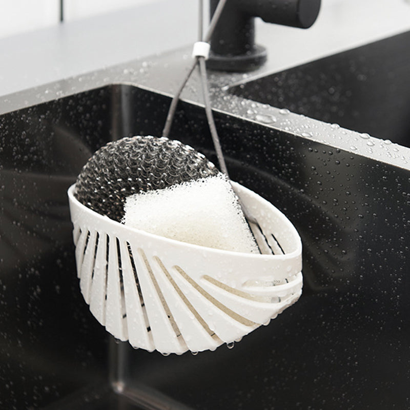 Shell-Shaped Kitchen Sink Drain Bag with Lanyard | Blue & White