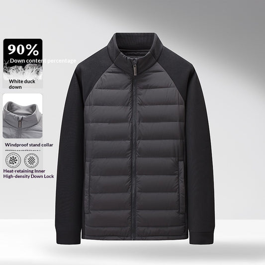 Men's White Duck Down Jacket – Stand Collar Slim Fit | M–4XL