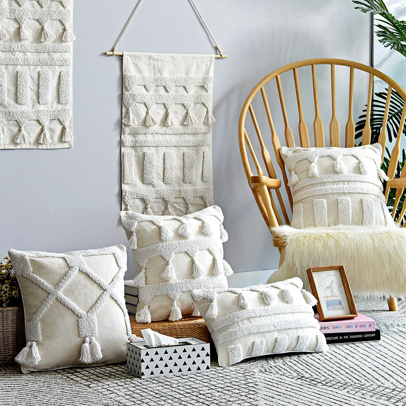 Moroccan Tufted Geometric Cushion Cover | Boho Home Decor