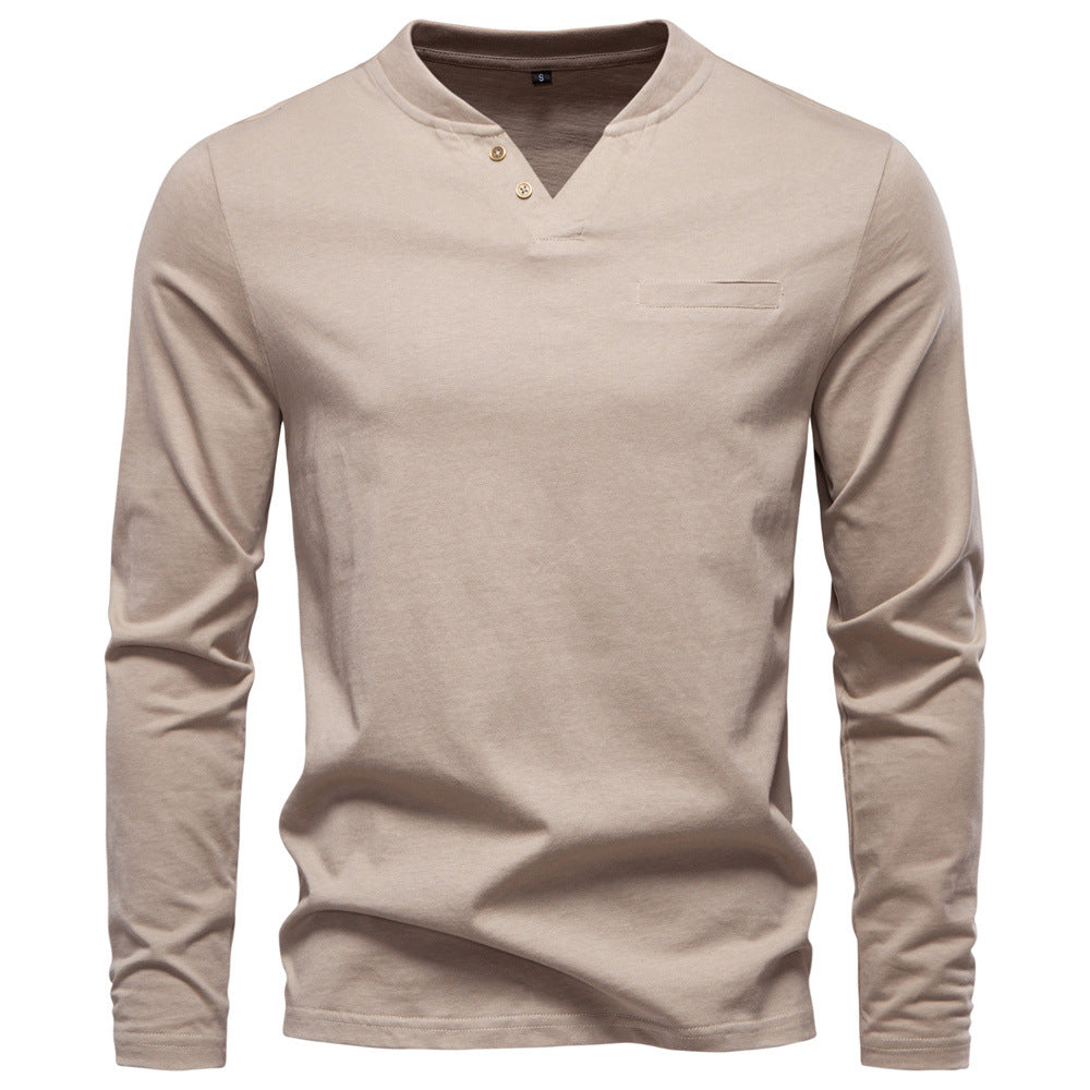 Men's V-Neck Slim Fit Base Layer Top – Cotton Casual Pullover