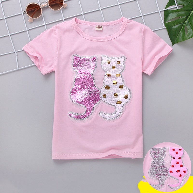 Kids Colour-Changing Short Sleeve T-Shirt – Heat Reactive Glitter Print